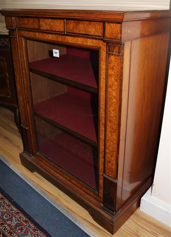 A Victorian burr walnut pier cabinet, W.80cms